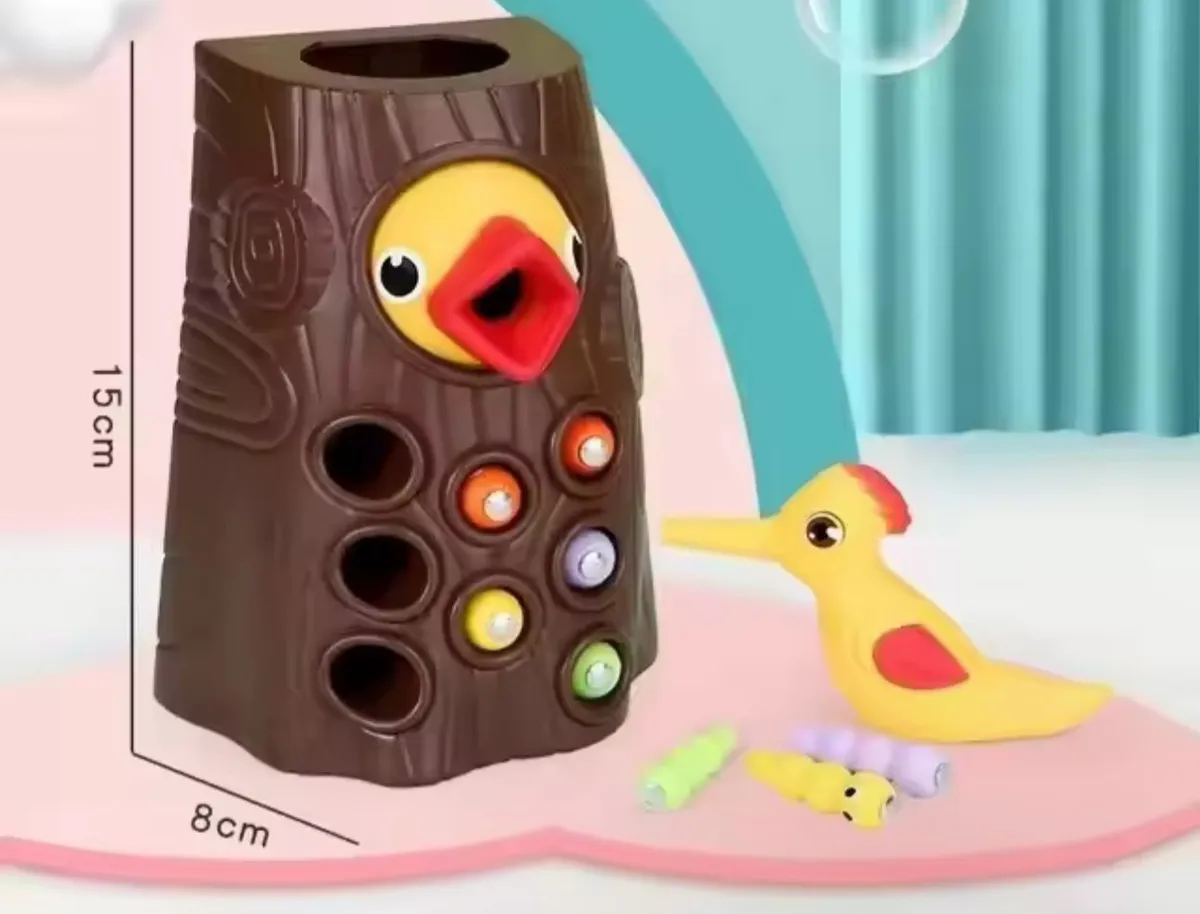 JUEGO ENCAJE MONTESSORI MOTRICIDAD PAJARO CARPINTERO TRONCO - 2