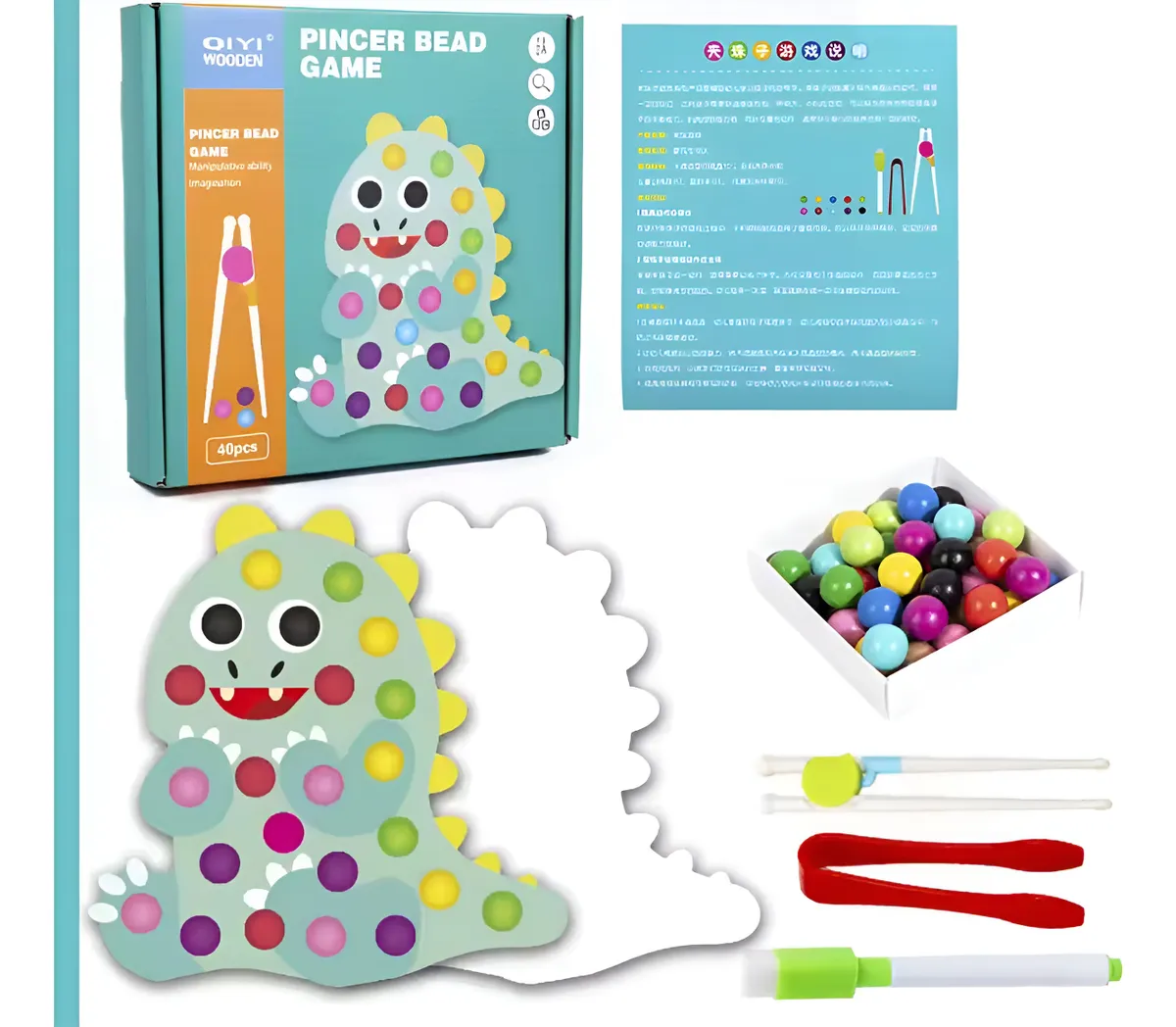 JUEGO MONTESSORI DE MOTRICIDAD FINA CON PINZAS Y BOLAS - 1