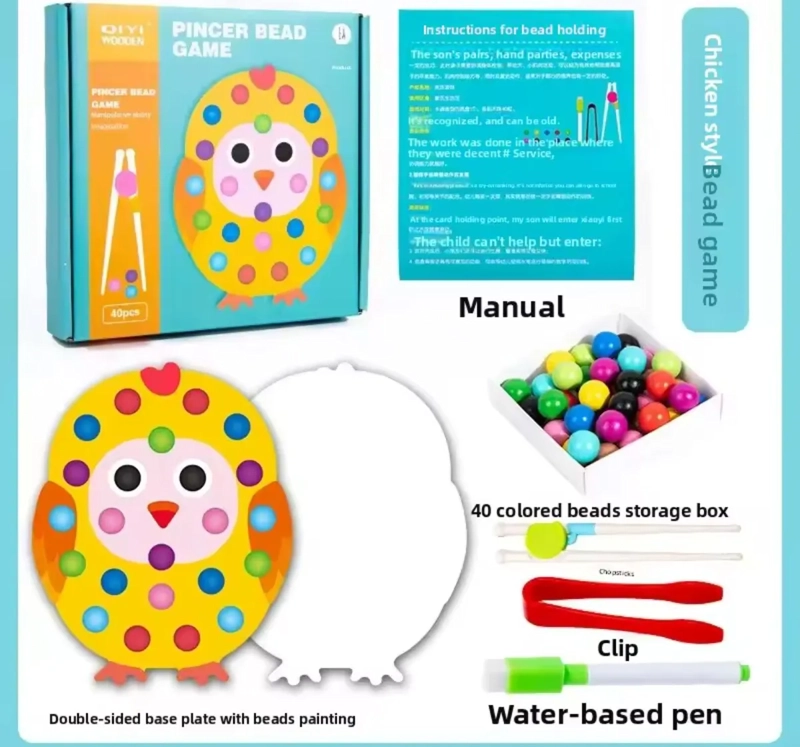 JUEGO MONTESSORI DE MOTRICIDAD FINA CON PINZAS Y BOLAS - 3