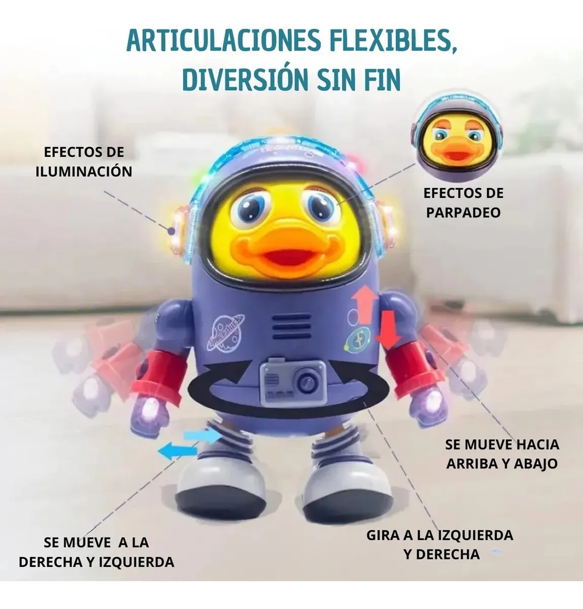 ROBOT PATO MUSICAL BAILARIN JUGUETE ELE CTRICO CON LUCES LED - 2