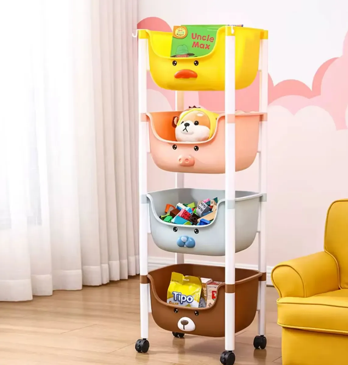 ESTANTE INFANTIL ORGANIZADOR CON SOPORTE 4 NIVELES - 1