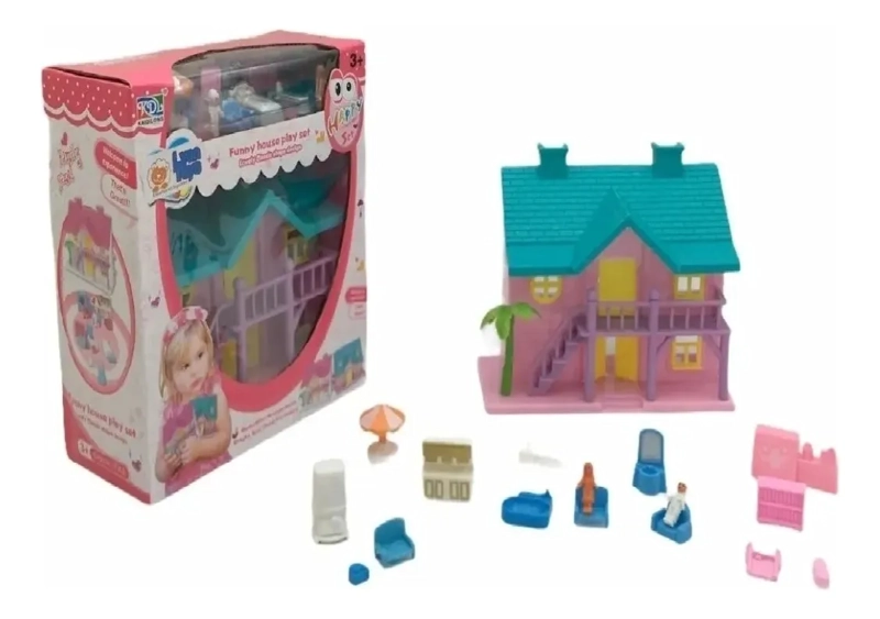 CASA DE MUÑECAS FAMILIA CON ACCESORIOS SET COMPLETO - 1