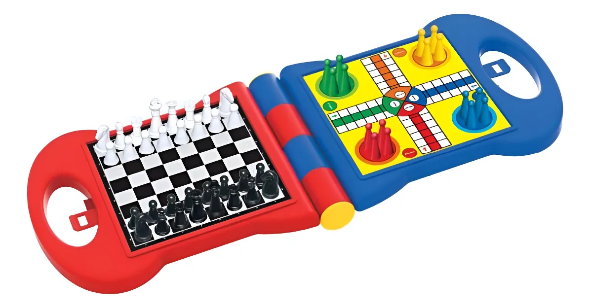 JUEGO DE MESA 5 EN 1 DAMAS AJEDRE LUDO PORTATIL - 1