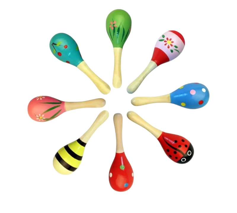 SONAJERO MUSICAL MARACAS DE MADERA JUGUETE NIÑOS - 1
