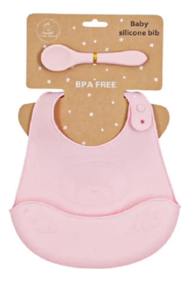 BABERO DE SILICONA AJUSTABLE CON CUCHARA BEBE S - 1