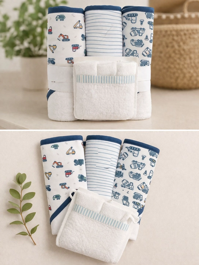 TOALLAS BAÑO BEBE  0-24 MESES CON CAPUCHA PACK MICROFIBRA ALGODON - 1