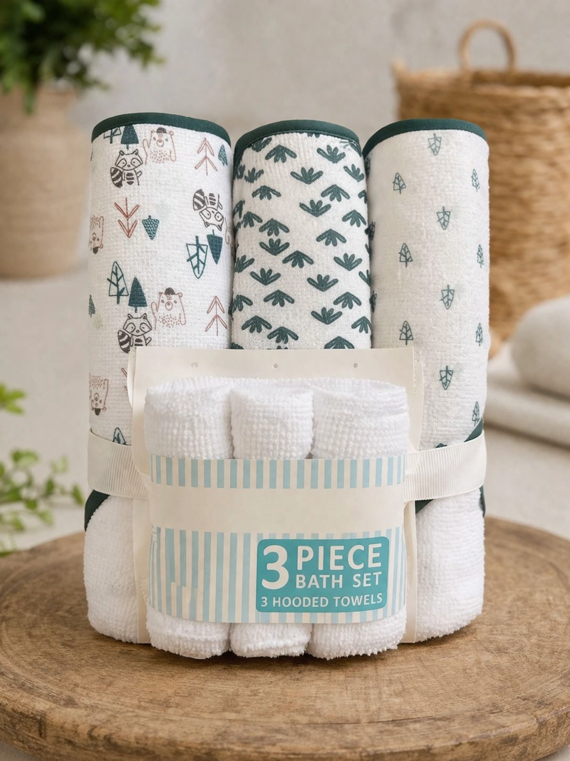 TOALLAS BAÑO BEBE  0-24 MESES CON CAPUCHA PACK MICROFIBRA ALGODON - 2