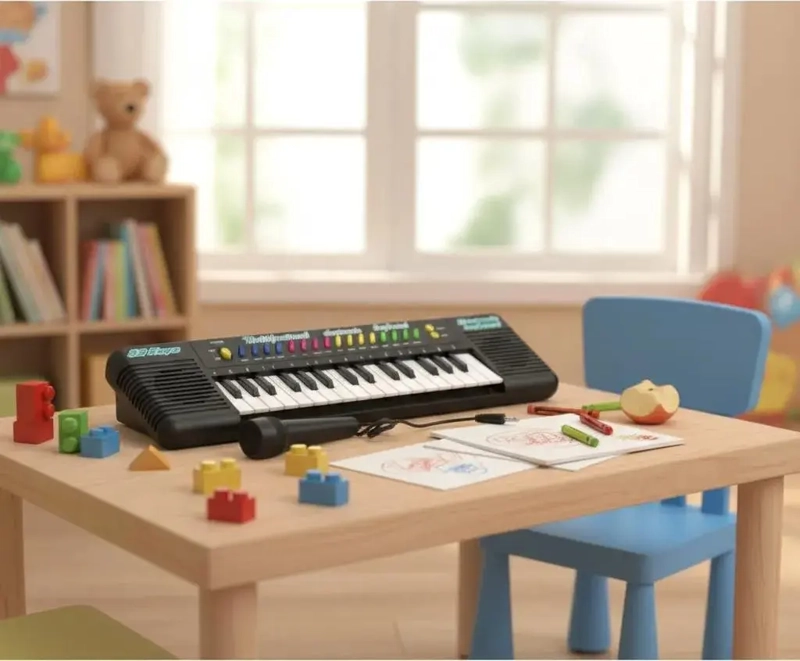 TECLADO MUSICAL ELECTRONICO INFANTIL CON MICROFONO 32 TECLAS - 1