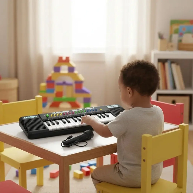 TECLADO MUSICAL ELECTRONICO INFANTIL CON MICROFONO 32 TECLAS - 2