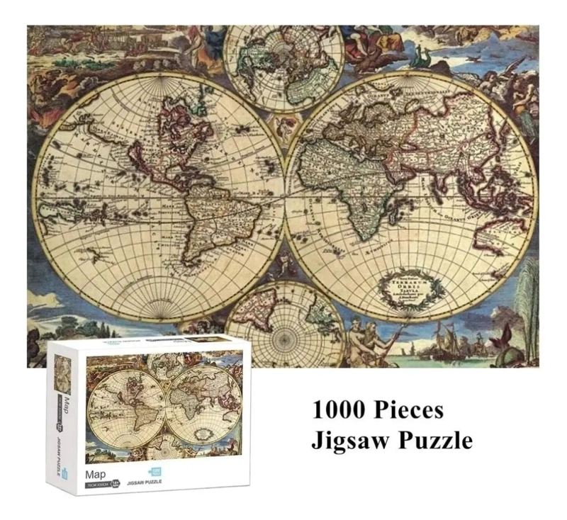 ROMPECABEZAS DE 1000 PIEZAS MAPA DEL MUNDO ANTIGUO 70X50CM ADECUADO PARA ADULTOS Y NIÑOS - 1