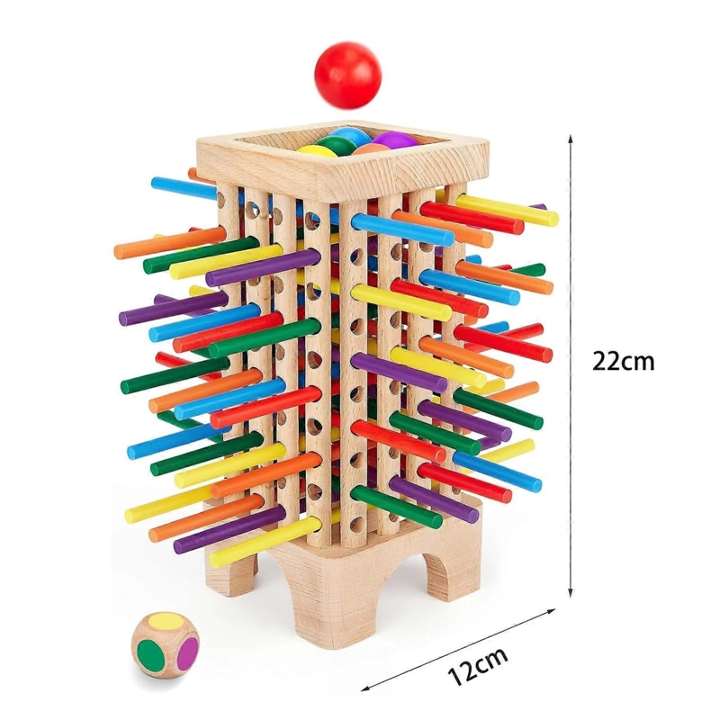 JUEGO DE MESA MONTESSORI HABILIDADES MOTORAS TORRE DE PALITOS DE COLORES - 2