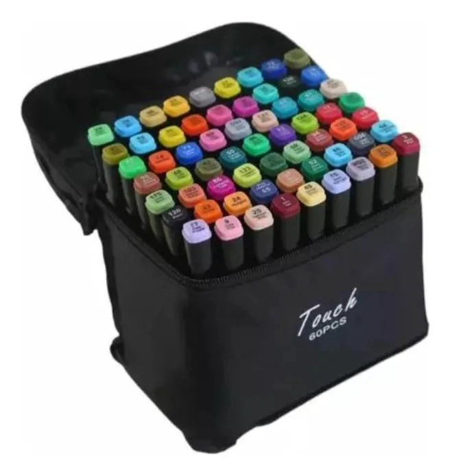 SET PROFESIONAL DE MARCADORES PLUMONES DOBLE PUNTA 60 PCS - 1