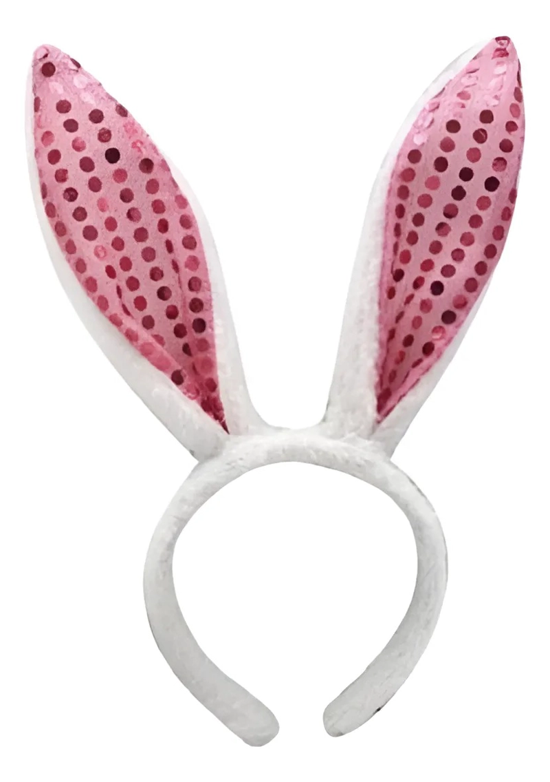 CINTILLO OREJAS CONEJO LENTEJUELAS COTILLON CONEJITO PASCUA - 1