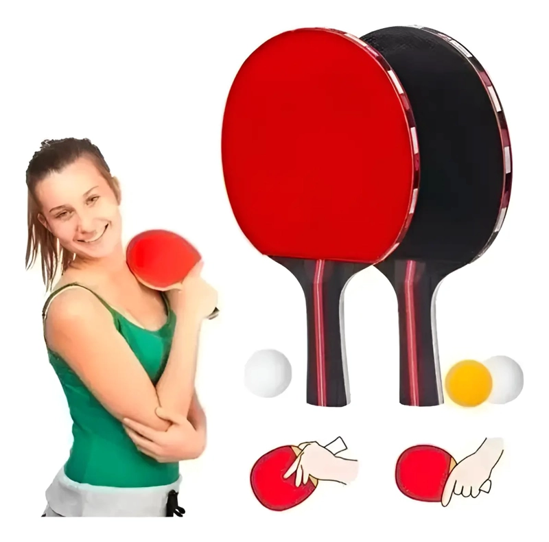 KIT PAR DE RAQUETAS DE PING PONG CON 3 PELOTAS PRACTICA - 2