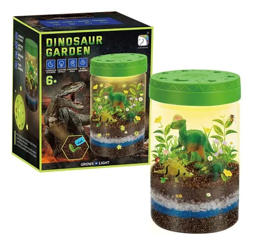 KIT JARDIN DINOSAURIO CON LUZ LED Y PLANTAS PARA NIÑOS EDUCATIVO - 1