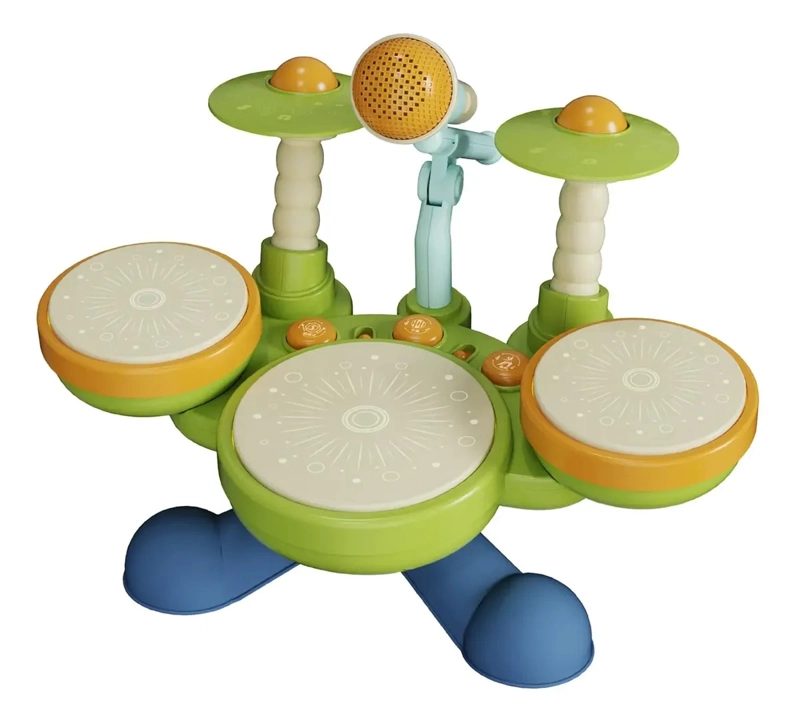 JUGUETE BATERIA MUSICAL PARA BEBE  CON MICROFONO LUZ - 1