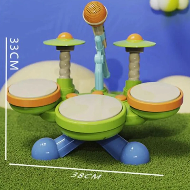 JUGUETE BATERIA MUSICAL PARA BEBE  CON MICROFONO LUZ - 2