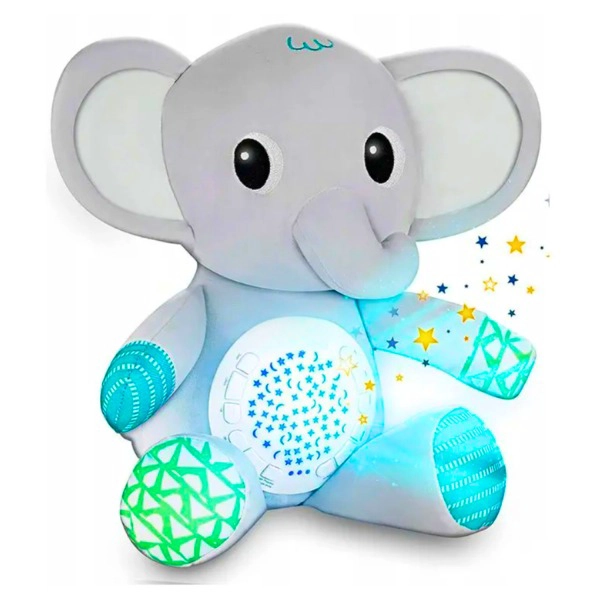PELUCHE CON SONIDO RUIDO BLANCO LUZ NOCTURNA ELEFANTE - 1