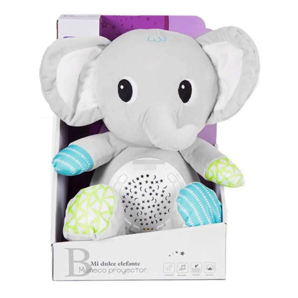 PELUCHE CON SONIDO RUIDO BLANCO LUZ NOCTURNA ELEFANTE - 2