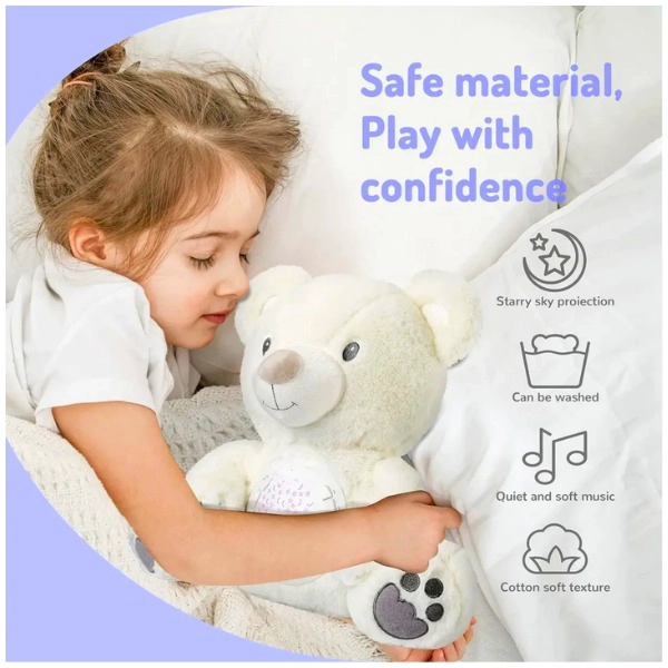 PELUCHE CON SONIDO RUIDO BLANCO LUZ NOCTURNA OSITO - 2