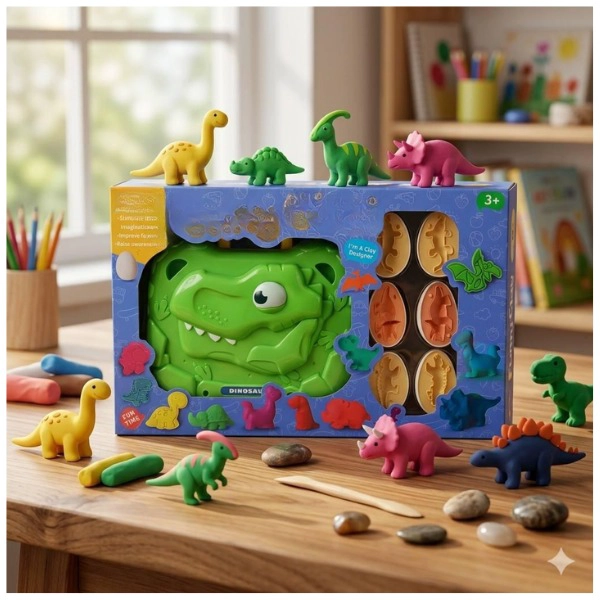 JUGUETE MALETA DINOSAURIO CON PLASTILINA DE PARA NIÑOS - 1