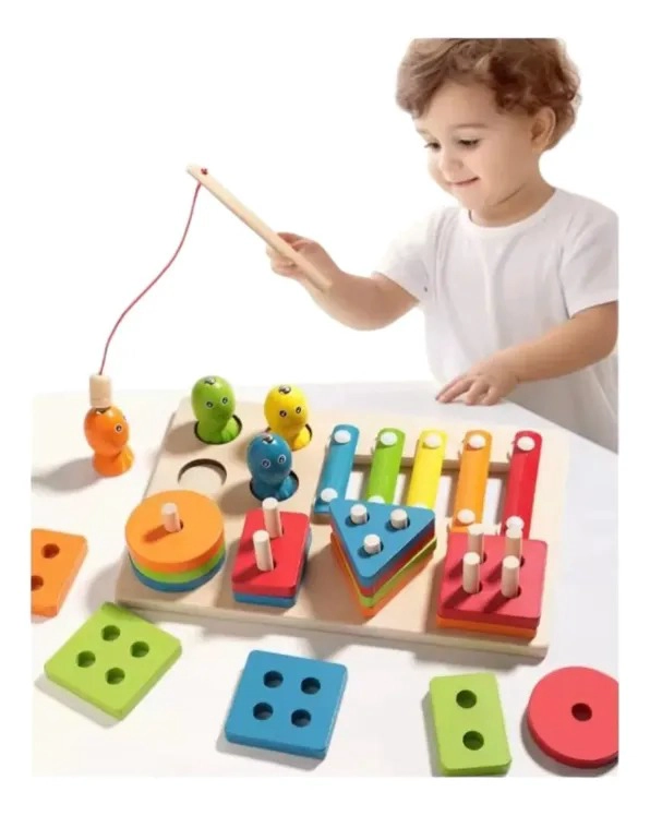 JUEGO DIDACTICO MADERA 7 EN 1 PESCA XILOFONO ENCAJE INFANTIL - 3