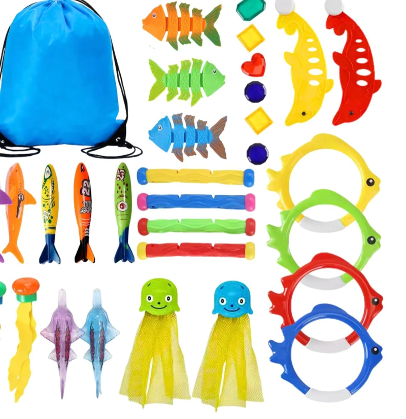 JUEGO DE BUCEO INFANTIL PARA PISCINA 30 PIEZAS - 1