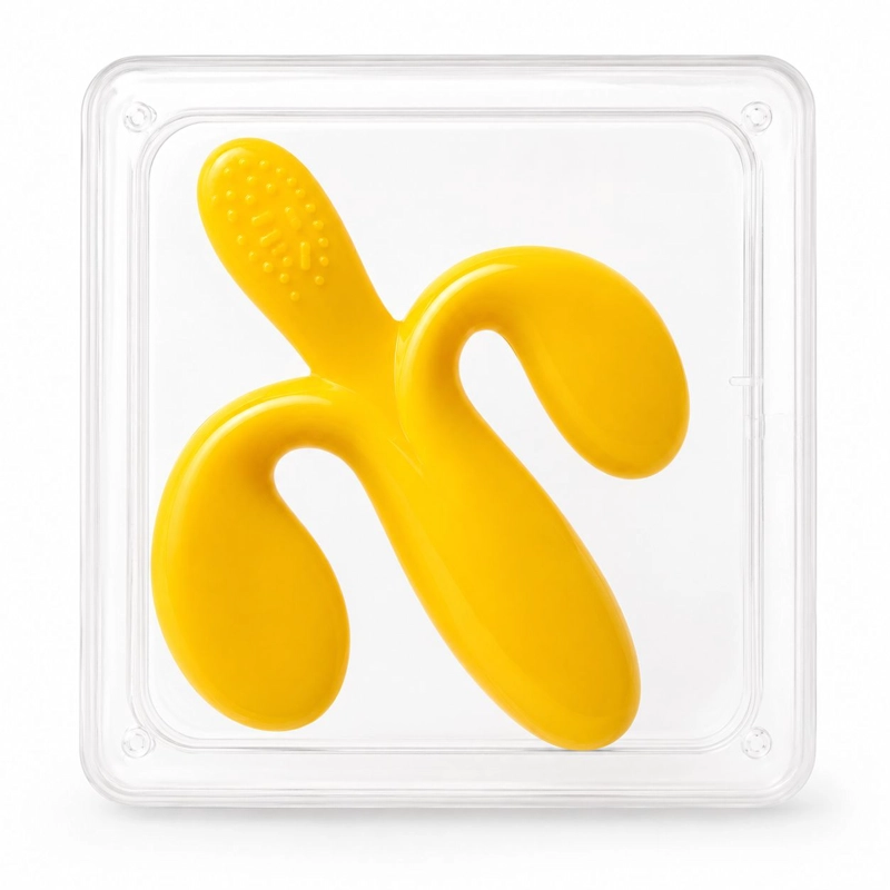 MORDEDOR BANANA DE SILICONA PARA BEBE S CON ESTUCHE - 1
