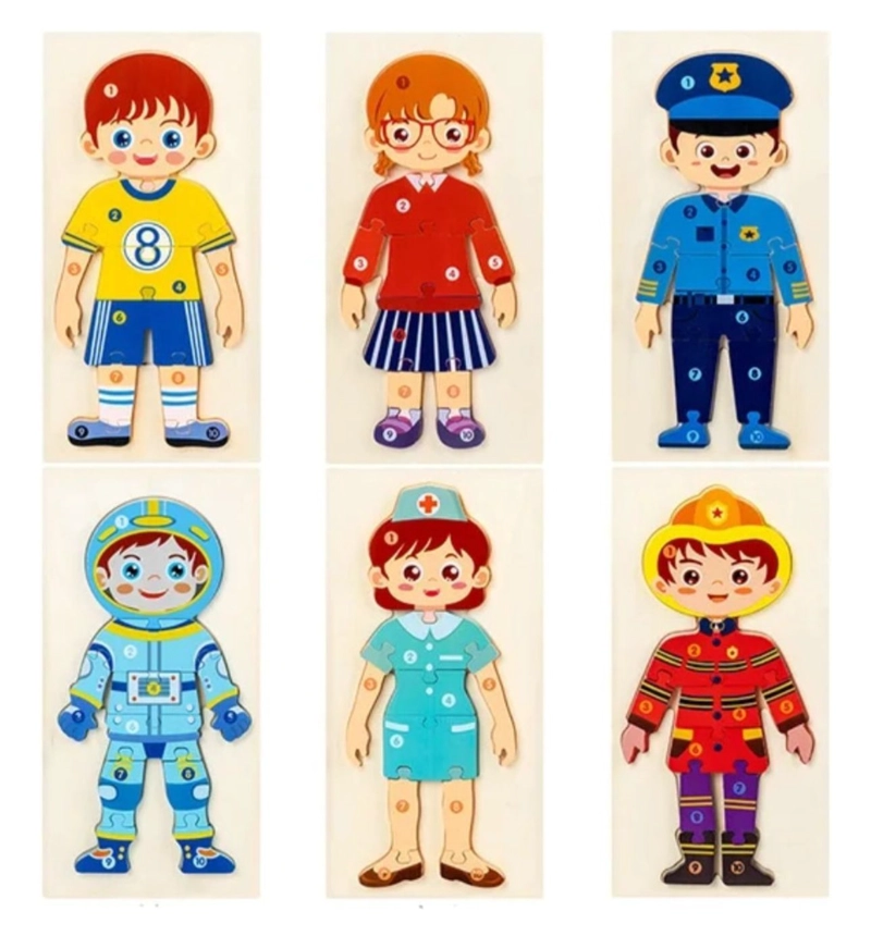 ROMPECABEZAS 3D DE MADERA PARA NIÑOS ROL DE PROFESIONES - 1