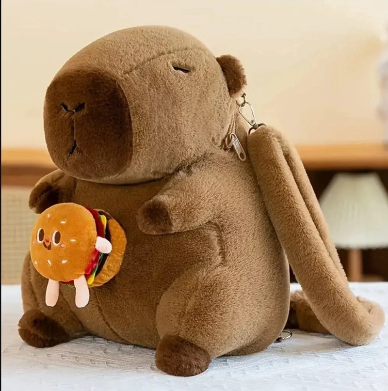 MOCHILA DE FELPA CAPIBARA HAMBURGUESA - 1