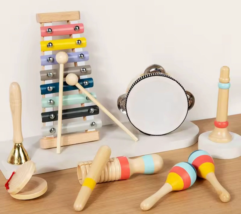 SET DE 9 INSTRUMENTOS MUSICALES MADERA MONTESSORI PARA NIÑOS - 1