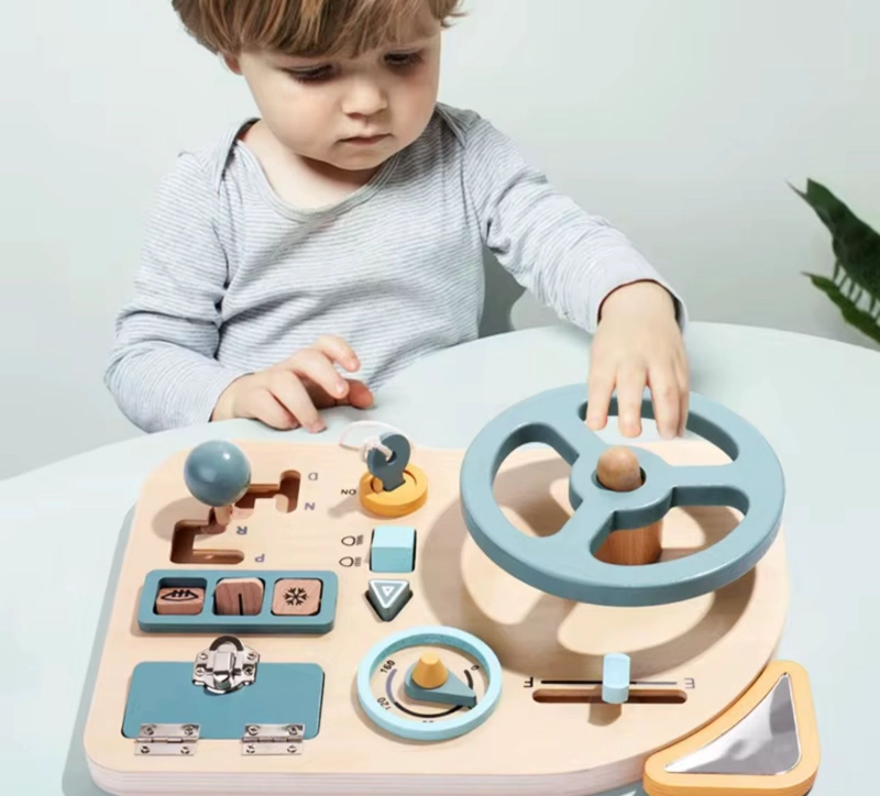 VOLANTE INTERACTIVO MONTESSORI DE MADERA PARA BEBE - 2