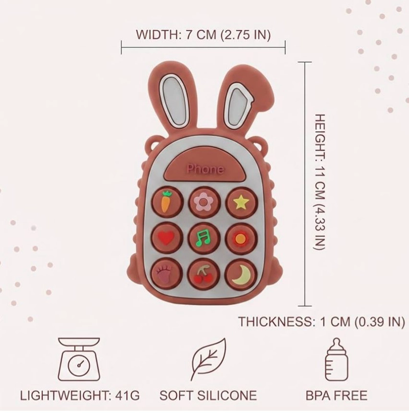 MORDEDOR BEBE  DE SILICONA JUGUETE, CONEJO PARA ALIVIO DE LA DENTICION - 2