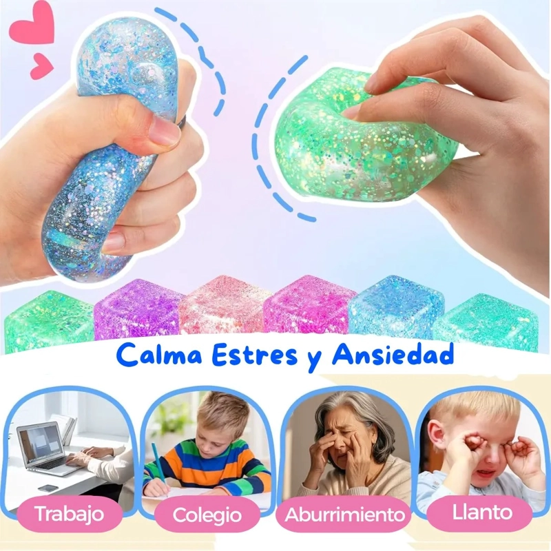 CUBO SENSORIAL PURPURINA GEL ANTIESTRE S NIÑOS ADULTOS - 2