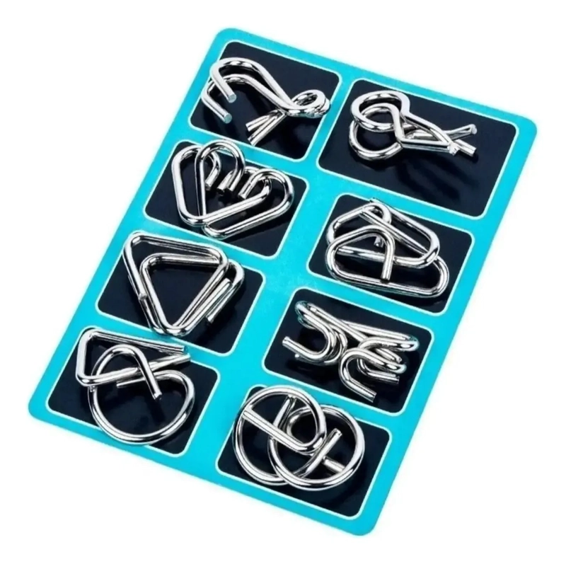 ROMPECABEZAS METALICO 3D DE ALAMBRE PARA ADULTOS Y NIÑOS, PACK DE 8 - 1