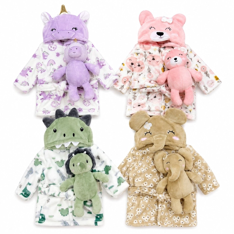 BATA DE BAÑO POLAR BEBE  + TUTO DE APEGO - 1