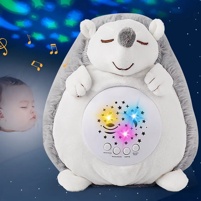 PELUCHE ERIZO PROYECTOR LUZ NOCTURNA BEBE  SONIDO RUIDO BLANCO - 2