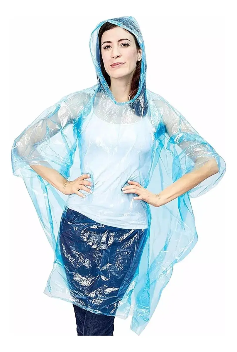 PONCHOS PLASTICOS DE LLUVIA CAPA EMERGENCIA DESECHABLES - 1