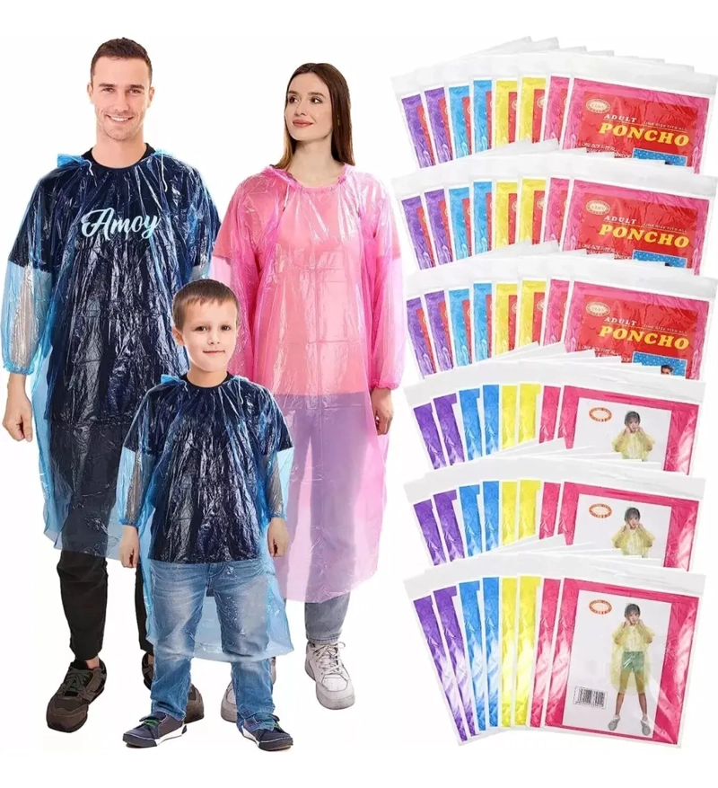 PONCHOS PLASTICOS DE LLUVIA CAPA EMERGENCIA DESECHABLES - 2