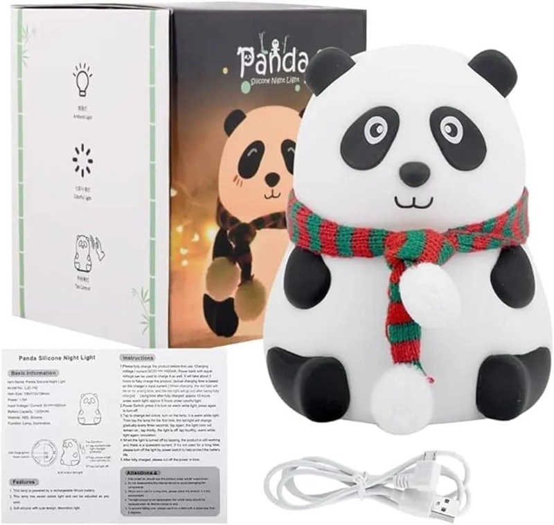 LAMPARA NOCTURNA PANDA SENSOR BEBES NIÑOS ESPANTA CUCO - 3