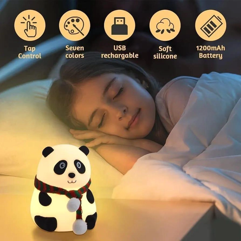 LAMPARA NOCTURNA PANDA SENSOR BEBES NIÑOS ESPANTA CUCO - 4
