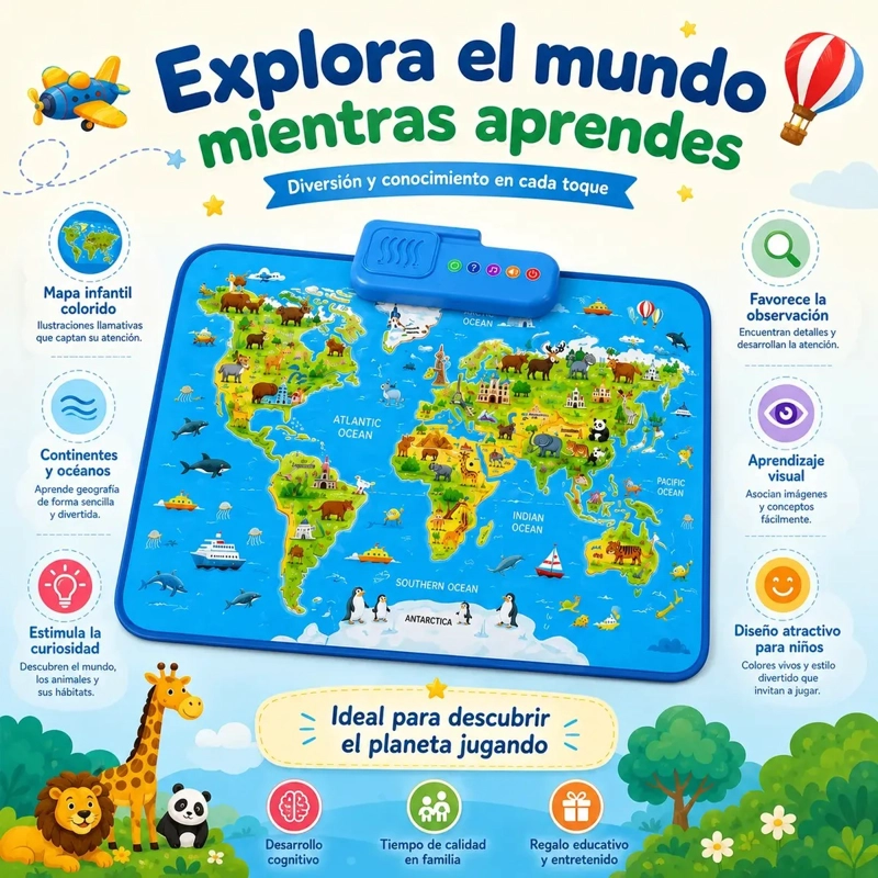 ALFOMBRA SONORA MAPA MUNDI EDUCATIVO INTERACTIVO NIÑOS - 2