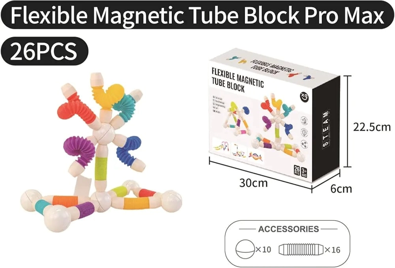 JUEGOS TUBOS MAGNETICOS 26 PIEZAS CONSTRUCCION - 4