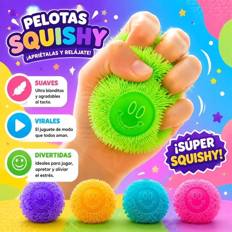 PELOTA SQUISHY ANTIESTRES JUGUETE SENSORIAL VIRAL - 3