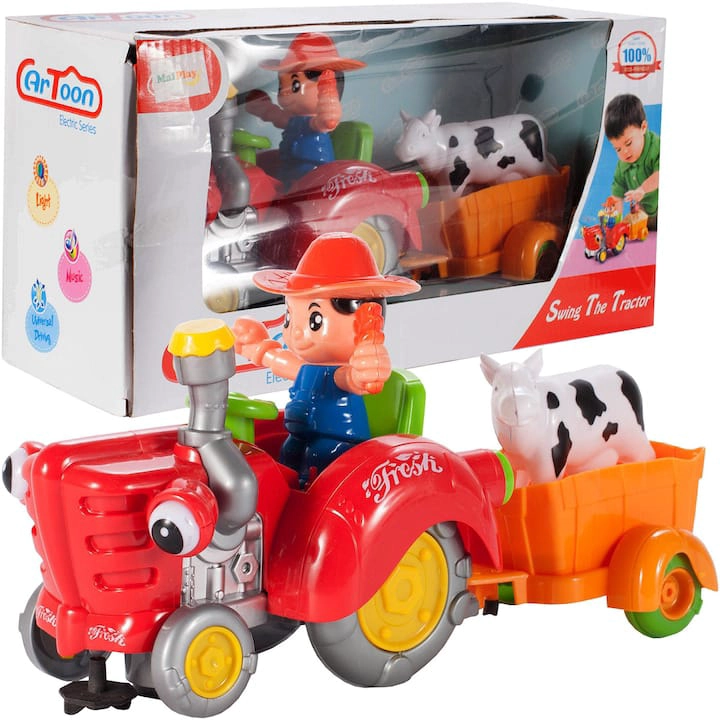 TRACTOR DE JUGUETE NIÑO LUCES Y SONIDOS GRANJA REMOLQUE - 2
