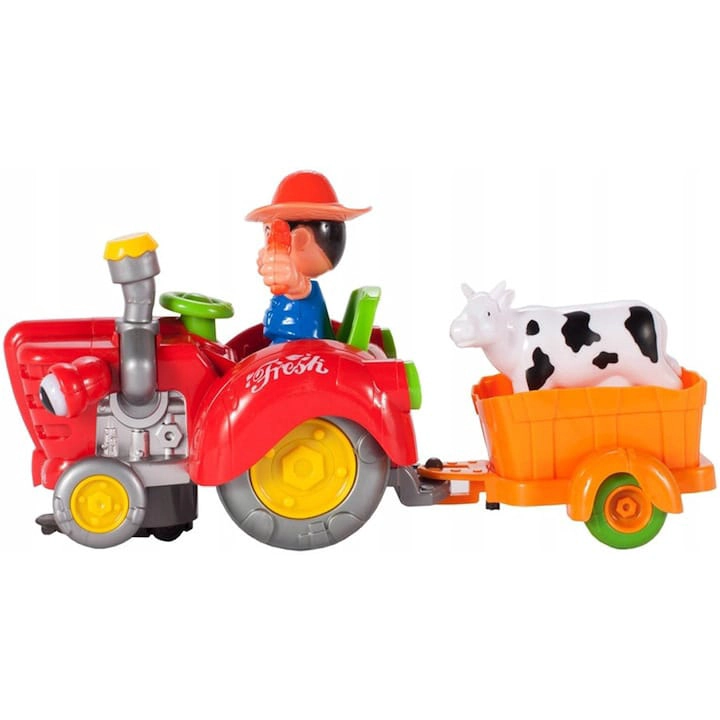 TRACTOR DE JUGUETE NIÑO LUCES Y SONIDOS GRANJA REMOLQUE - 4