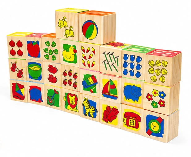 26 PIEZAS CUBO DE MADERA JUEGO APRENDIZAJE PARA BEBE NIÑOS - 2