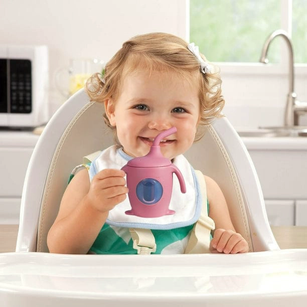 VASO ENTRENADOR BEBE SILICONA ANTIDERRAME CON BOMBILLA - 3