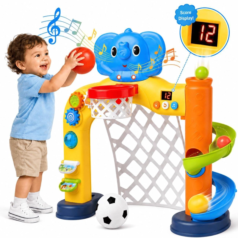 JUGUETE MULTIDEPORTE NIÑOS BASQUET FUTBOL MUSICAL PELOTAS - 1
