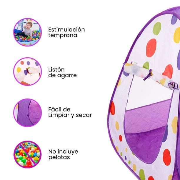 CARPA PISCINA DE PELOTAS CON TUNEL CASTILLO NIÑOS - 3